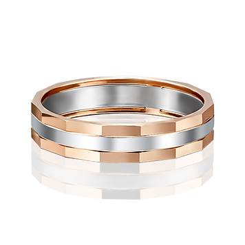 Кольцо, красное золото, белое золото