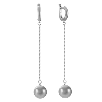 Серебряные серьги-подвески "серебряный шар"