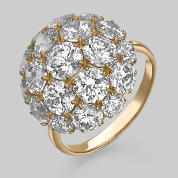 Кольцо, красное золото, б/ц swarovski gems