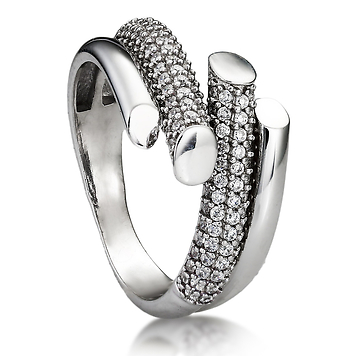 кольцо серебро родированное фианит