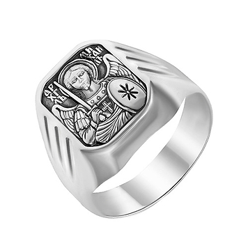 кольцо-печатка серебряная "Архангел Михаил"