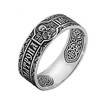 серебряное кольцо "Святая Блаженная Матрона, моли Бога о нас"