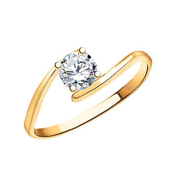 золотой кольцо с одним камнем