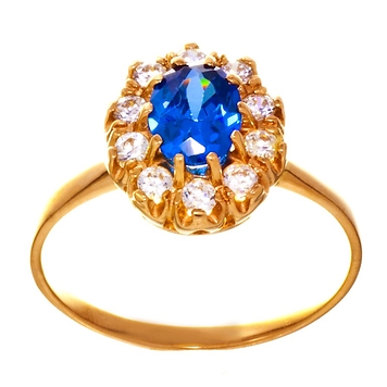 Кольцо из золота с синим фианитом