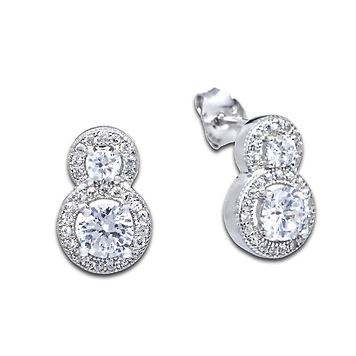 Серьги пусеты с цирконием