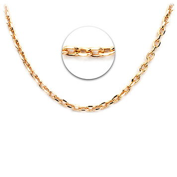 Легковесная золотая цепь "ролло (якорное)" с удлинённым звеном и алмазной гранью