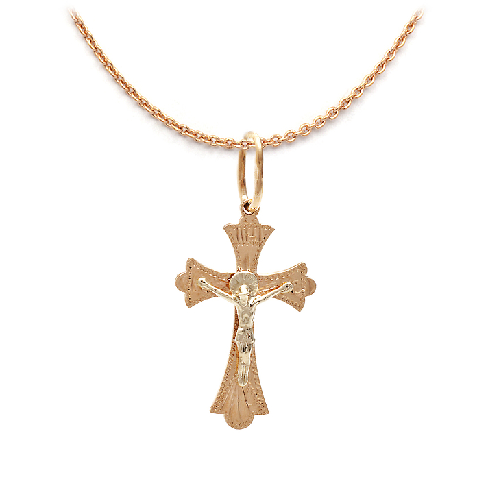 Крестик с распятием православный из золота 585