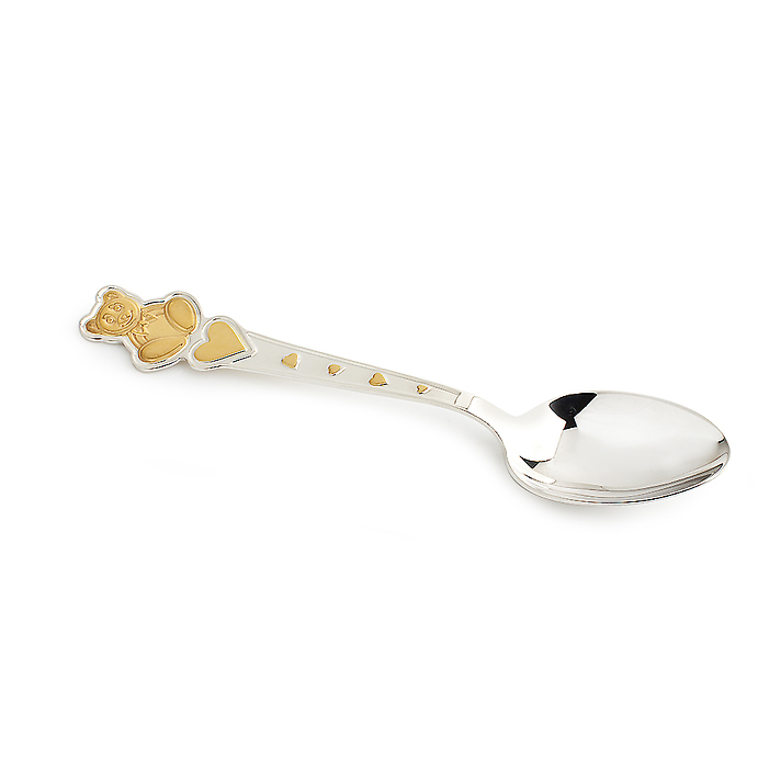 Детская серебряная ложка "мишка" с частичной позолотой