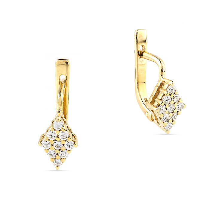 Серьги "ромб" из желтого золота с бриллиантами