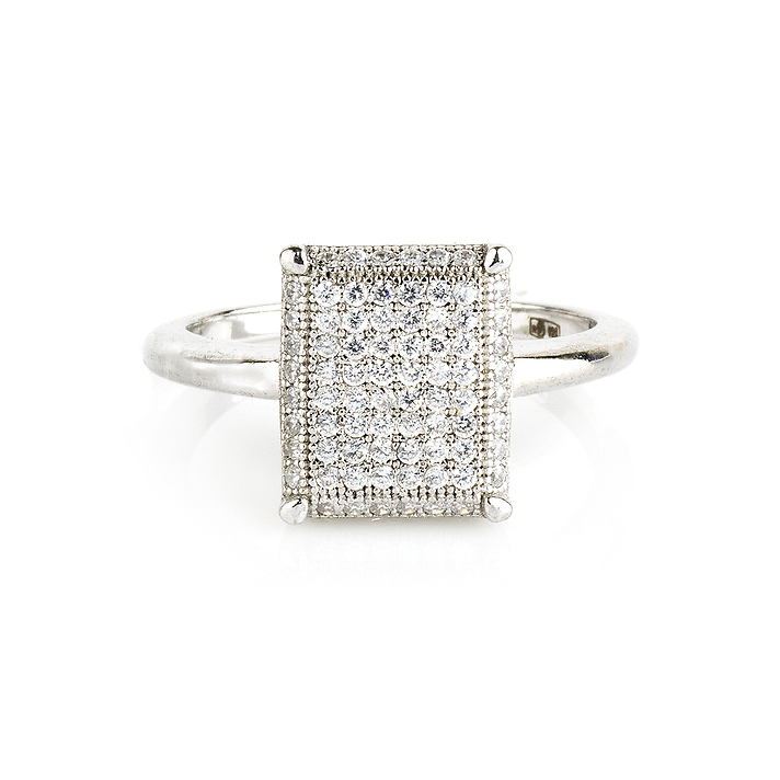 Серебряное кольцо "багет"