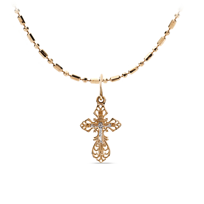 Золотой крестик "ажурный" православный
