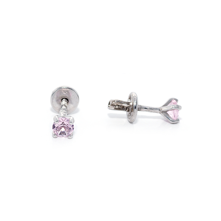 пусеты с розовым фианитом