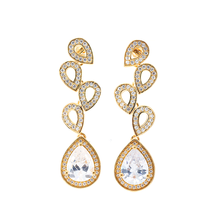 Серьги "Капельки" вечерние серебро золочение 999