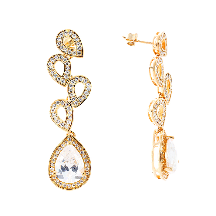 Серьги "Капельки" вечерние серебро золочение 999