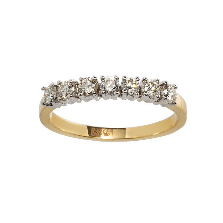 Кольцо дорожка из комбинированного золота с бриллиантами