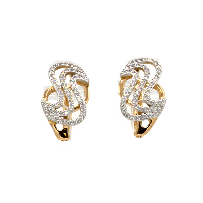 Золотые серьги "волна" с фианитами Золотые серьги "волна" с фианитами