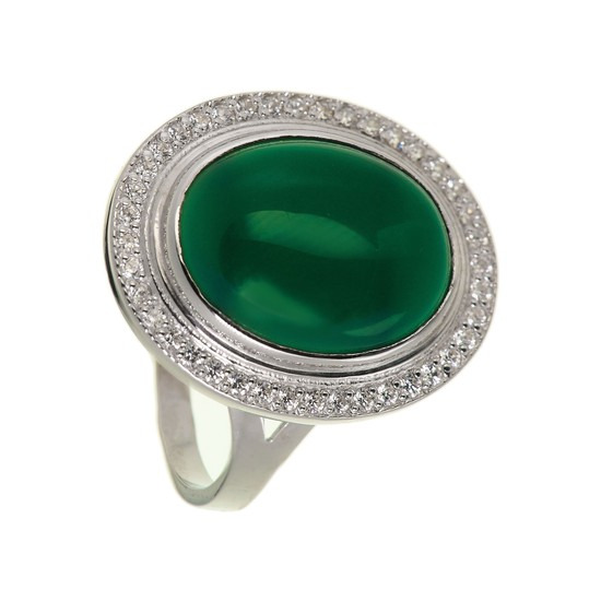 Серебряное кольцо с овальным хризопразом