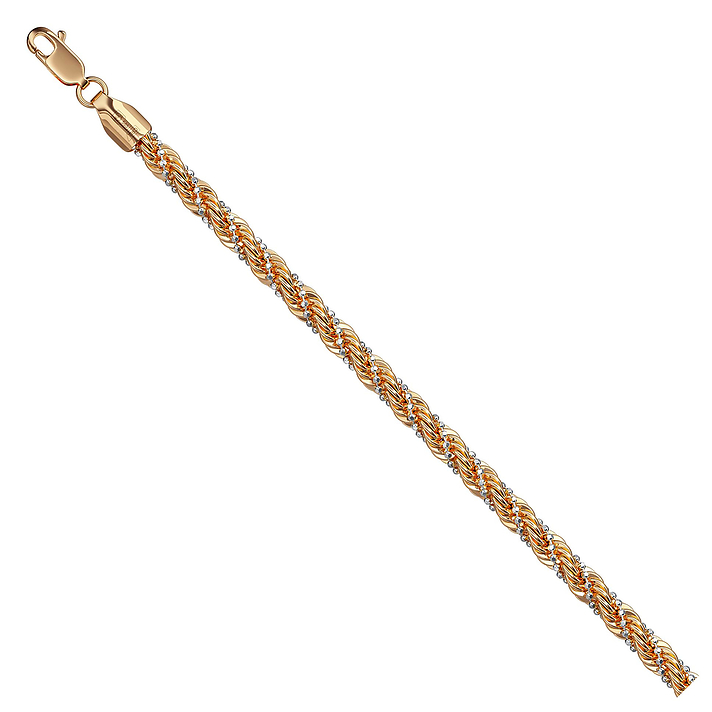Золотой пустотелый браслет "корда с шариковой цепочкой"
