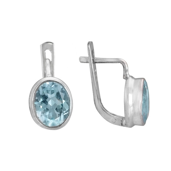 Серебряные родированные серьги с топазом