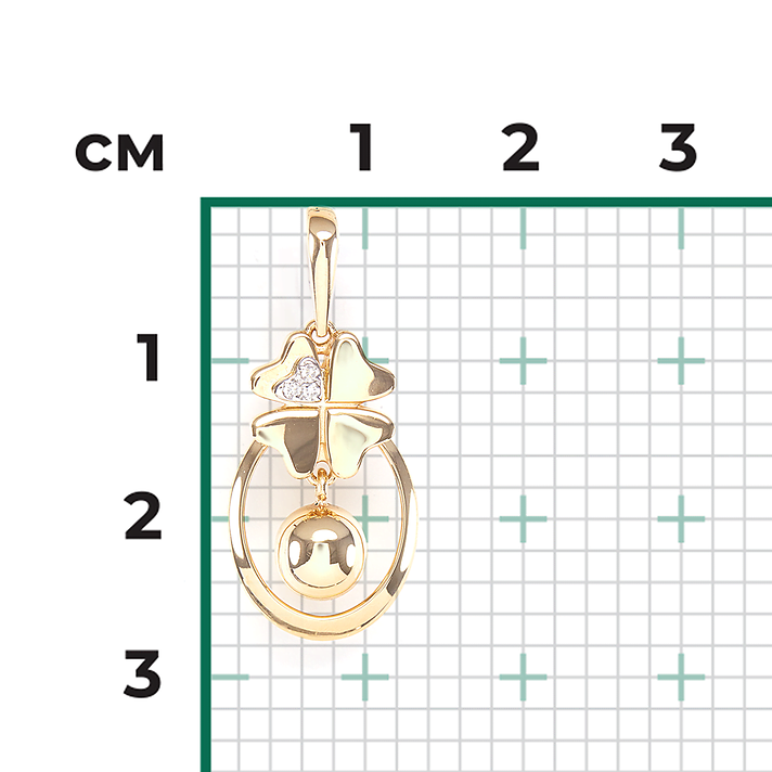 Подвеска, белое и лимонное золото, бриллианты