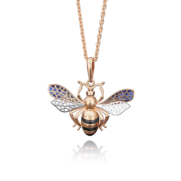 Подвеска, красное золото, черные фианиты