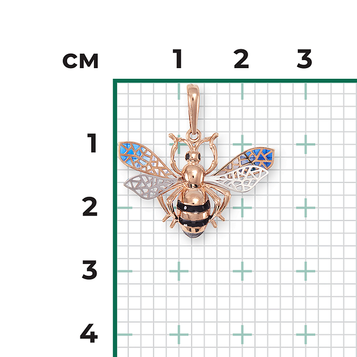 Подвеска, красное золото, черные фианиты