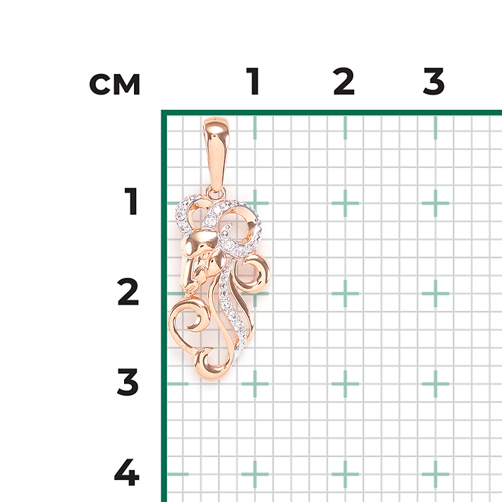 Подвеска, красное золото, б/ц фианиты