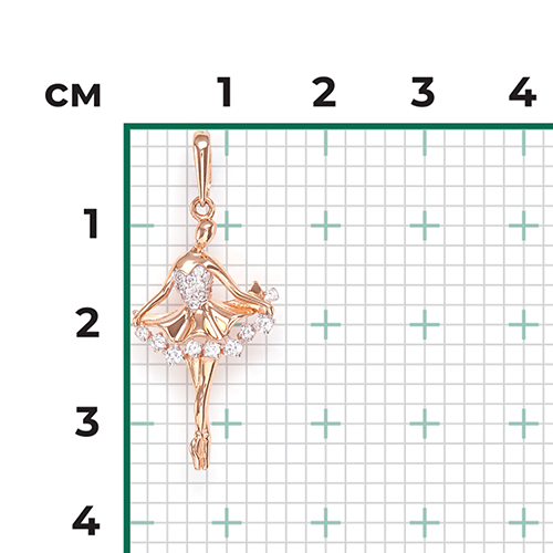 Подвеска, красное золото, б/ц фианиты