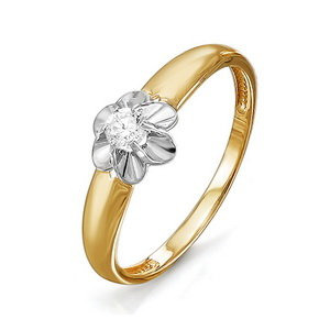Золотое кольцо "тюльпан" с фианитом