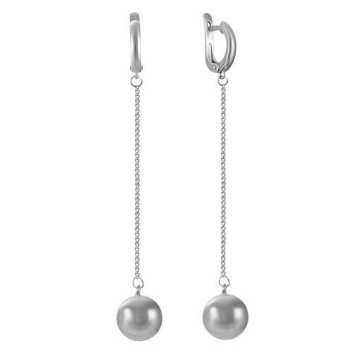 Серебряные серьги-подвески "серебряный шар"