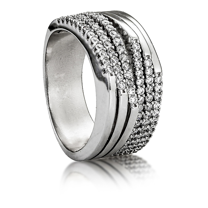 кольцо широкое серебро фианит