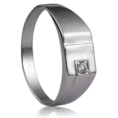 кольцо печатка серебро 925 родированное