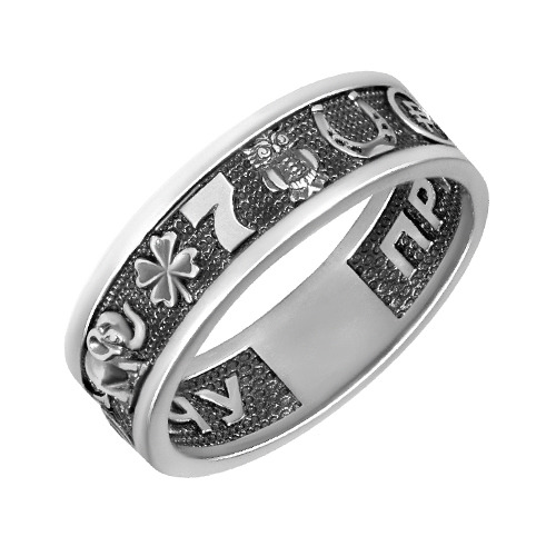 серебряное кольцо "семь символов удачи"
