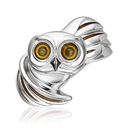 серебряное кольцо "сова"