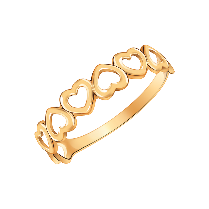 золотое кольцо "сердца" без камней