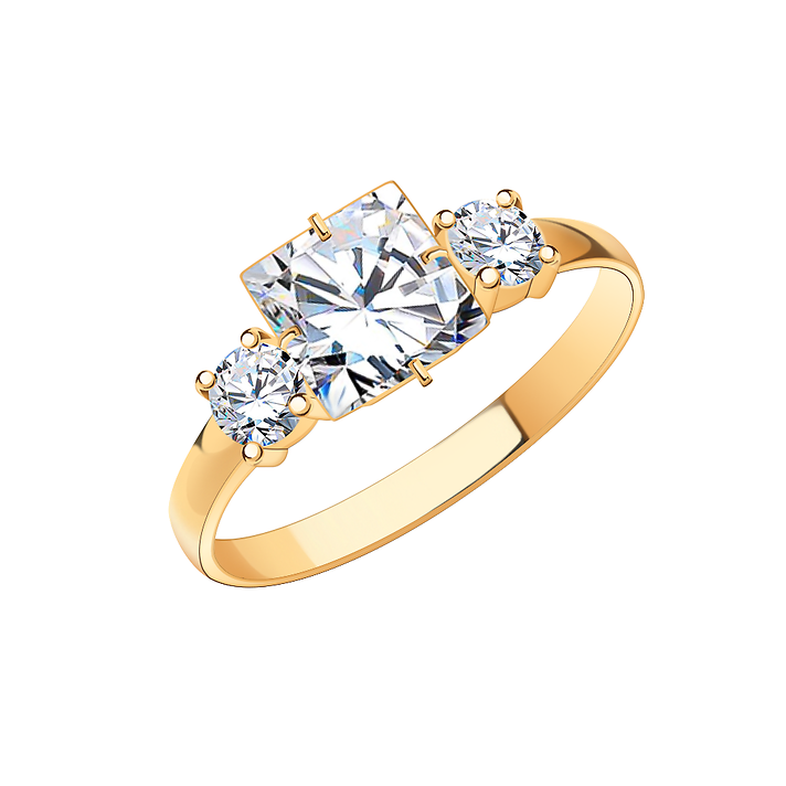 золотое кольцо с квадратным камнем