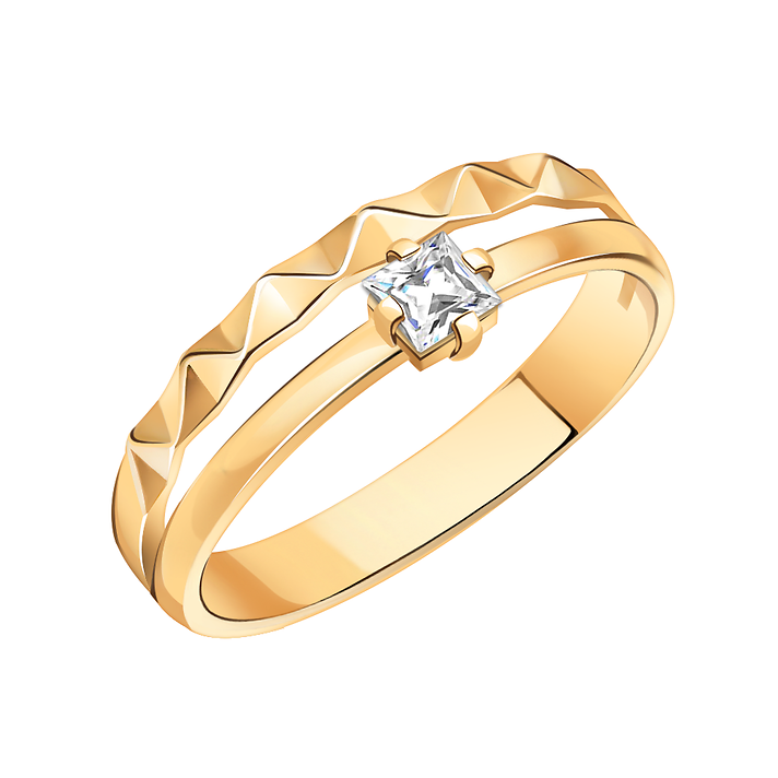 золотое кольцо с квадратным камнем