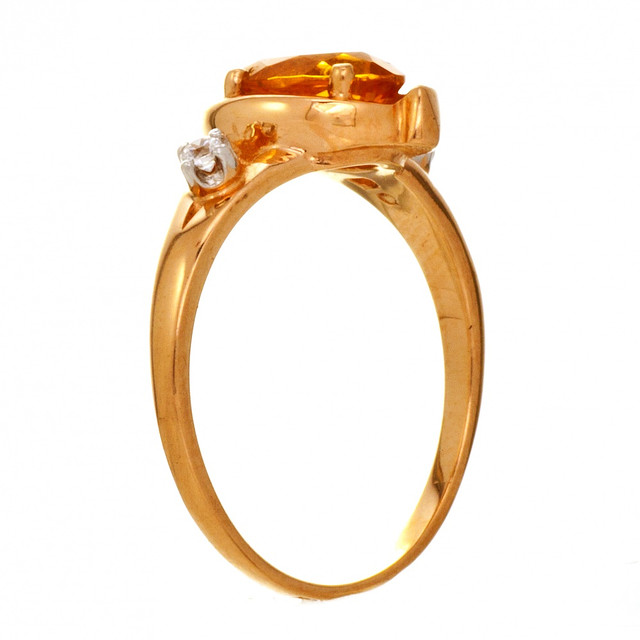 Кольцо из золота с цитрином и фианитами