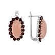 серебряные серьги с розовым кварцем и гранатами серебряные серьги с розовым кварцем и гранатами