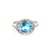 Колечко с овальным голубым топазом и фианитами